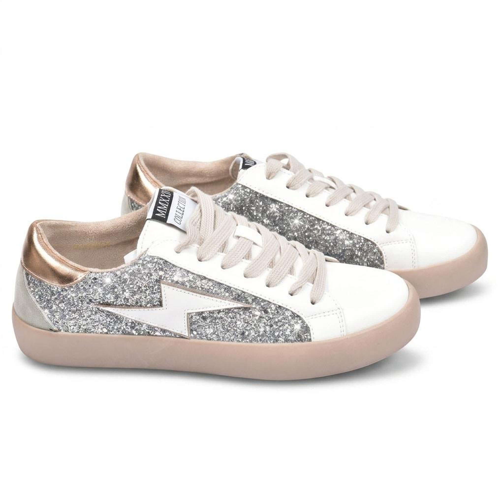 Voir la diapositive 3 : OZABI OZABI Baskets Sneakers Glitter Femme Éclair Plateforme MMXXIV
