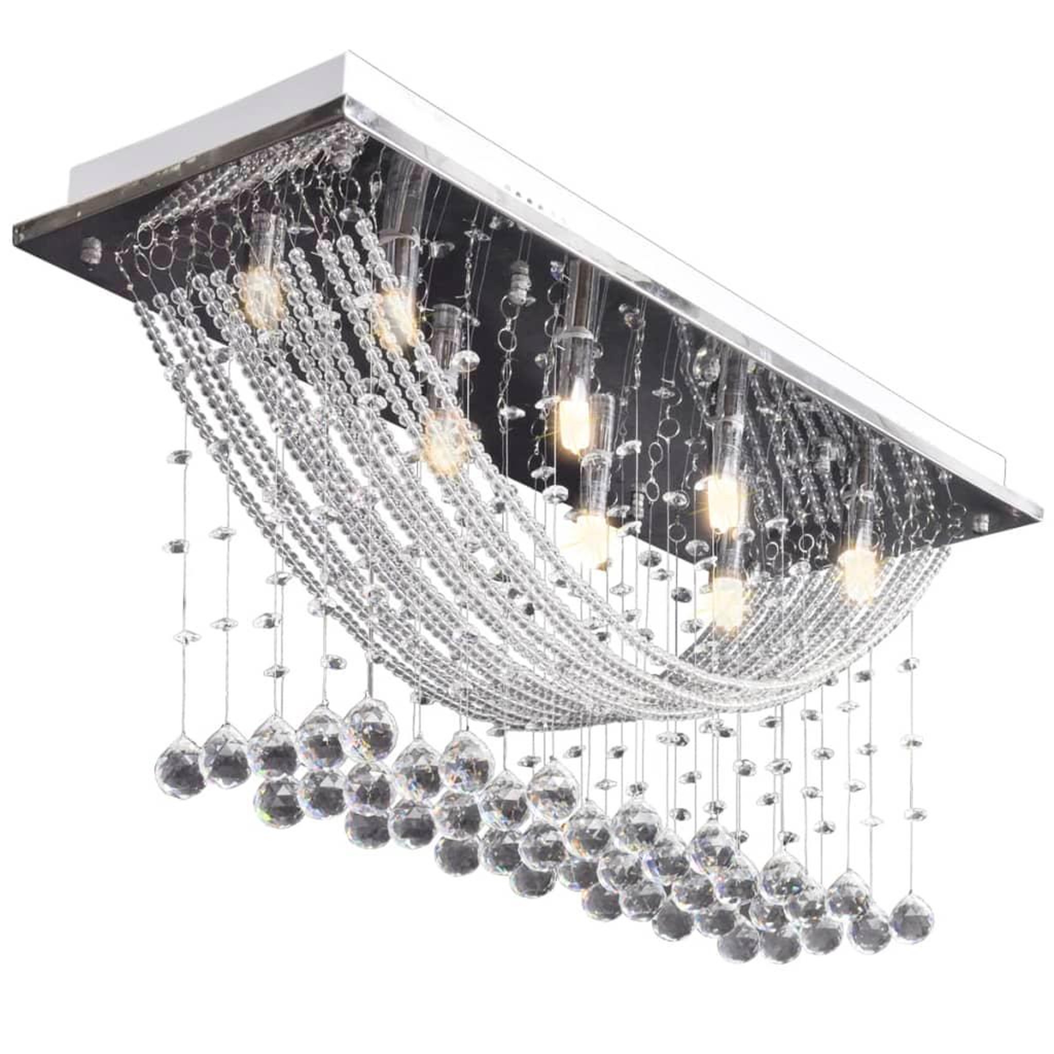 Voir la diapositive 5 : VIDAXL Plafonnier avec perles en verre cristal Etincelant Blanc 8 x G9 29 cm