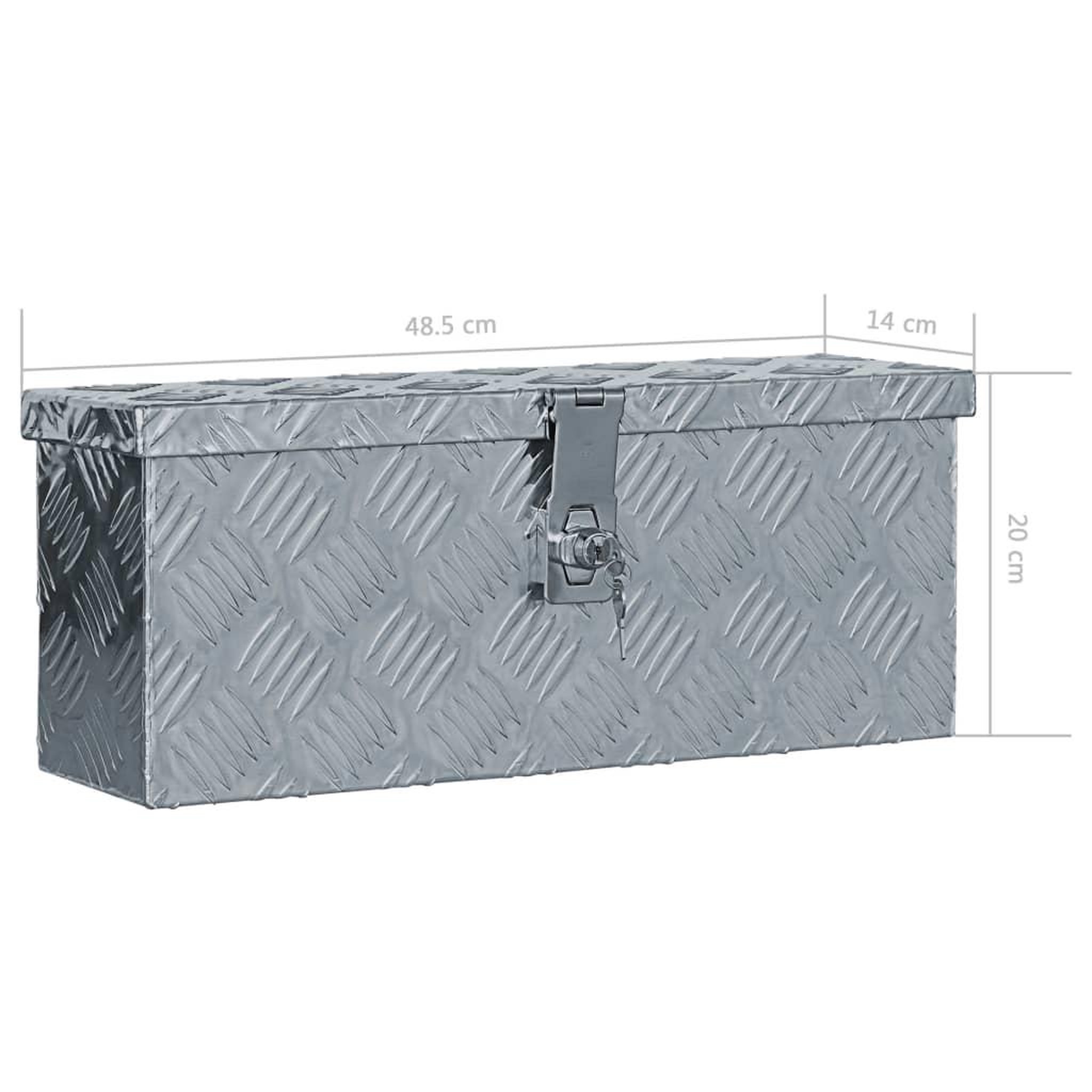 Voir la diapositive 6 : VIDAXL Boîte en aluminium 48,5 x 14 x 20 cm Argente