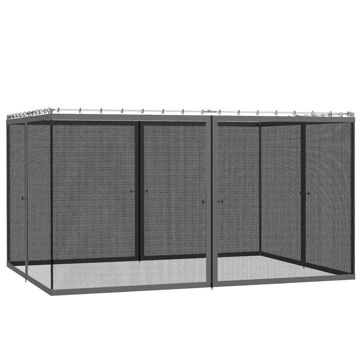 OUTSUNNY Moustiquaire pour tonnelle barnum polyester nylon 3 x 4 m gris foncé