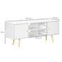 Voir la diapositive 3 : HOMCOM Meuble TV style scandinave 2 portes 2 niches passe-fils piètement bois pin panneaux blanc