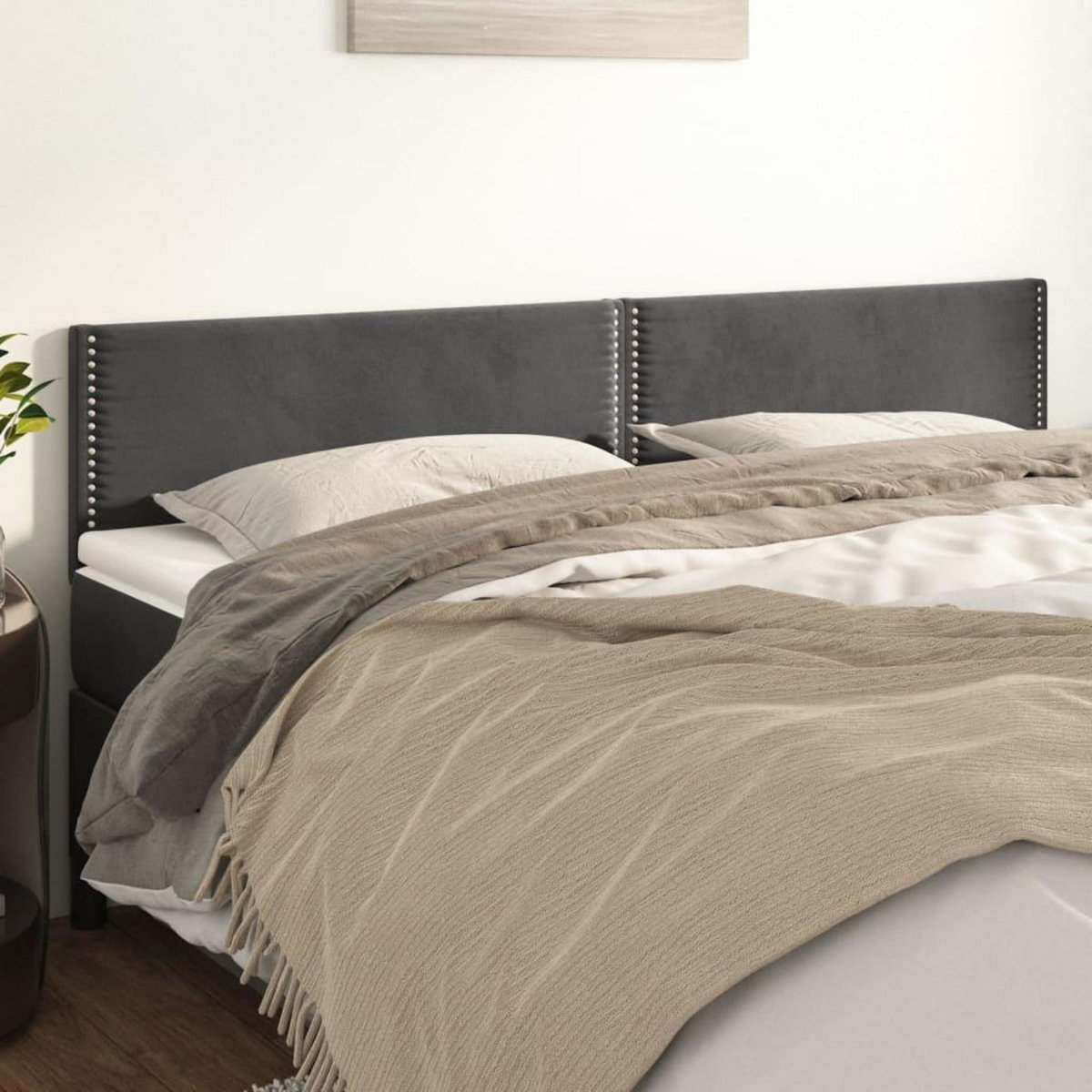 VIDAXL Tetes de lit 2 pcs Gris fonce 100x5x78/88 cm Velours