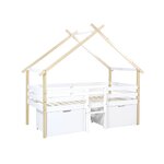 SWEEEK Lit enfant 90 x 190 cm bois de pin blanc sommier à lattes inclus et 2 tiroirs - Sienna