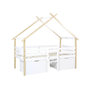 Voir la diapositive 1 : SWEEEK Lit enfant 90 x 190 cm bois de pin blanc sommier à lattes inclus et 2 tiroirs - Sienna