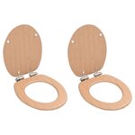 VIDAXL lot de 2 Sieges WC MDF couvercle a fermeture en douceur Bambou