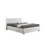 CONCEPT USINE Cadre de lit capitonnée blanc avec coffre de rangement intégré 160x200 cm NEWINGTON