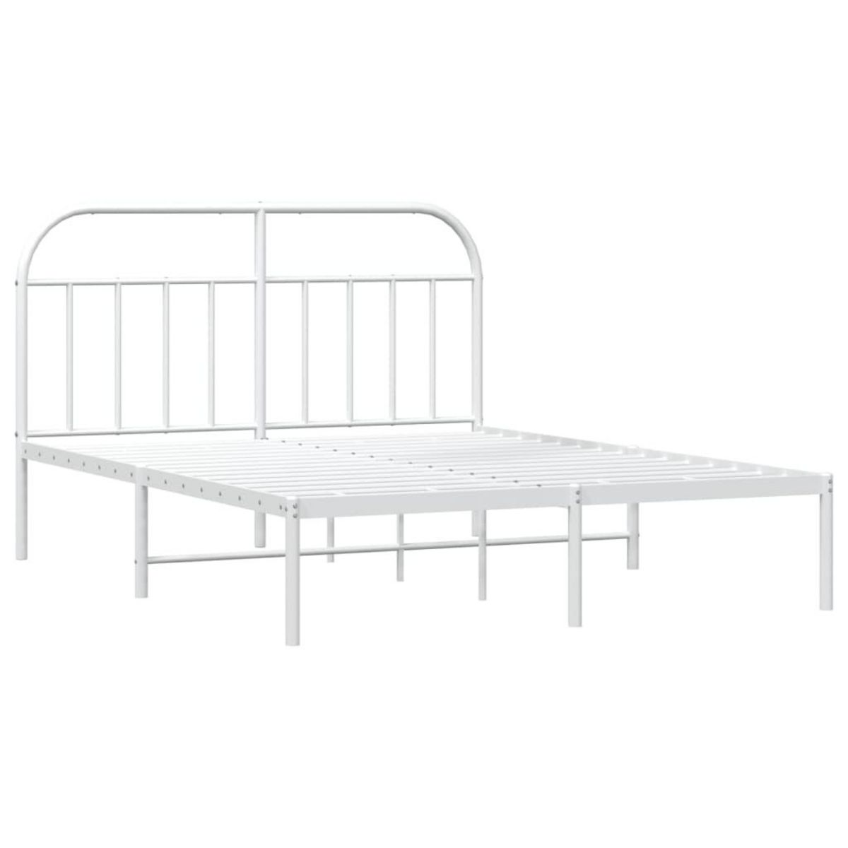 VIDAXL Cadre de lit metal sans matelas et tete de lit blanc 160x200 cm