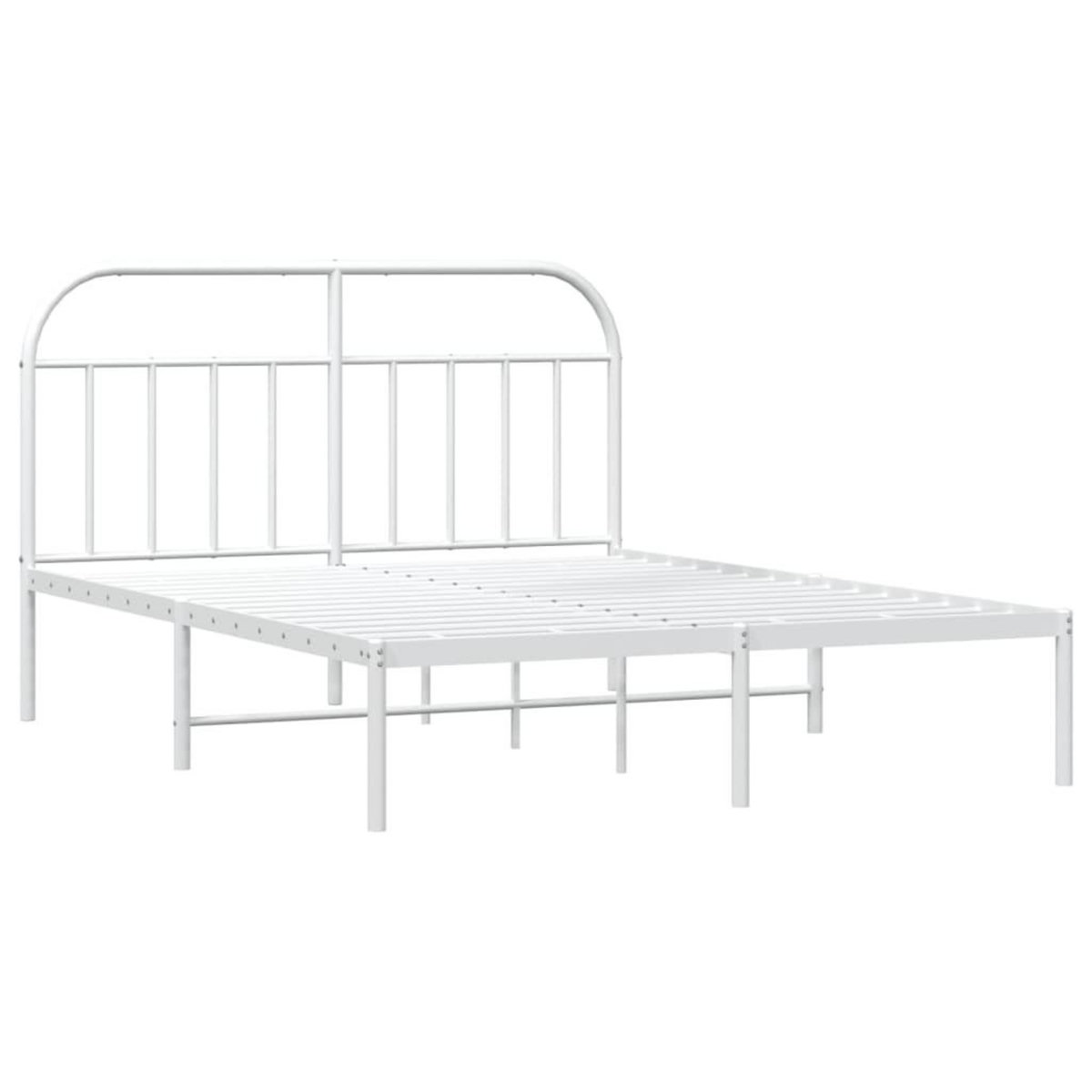 VIDAXL Cadre de lit metal sans matelas et tete de lit blanc 160x200 cm