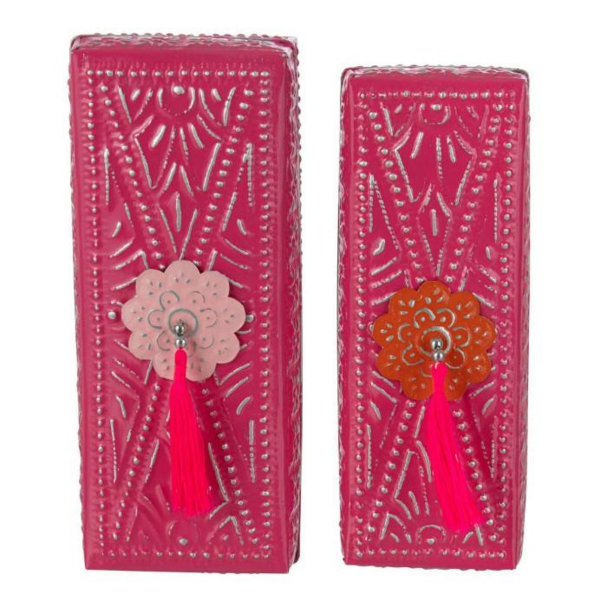 Paris Prix Lot de 2 Boîtes en Métal  Gigognes  28cm Rose