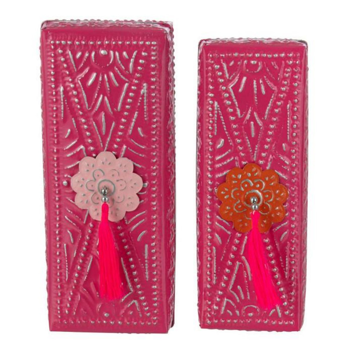 Paris Prix Lot de 2 Boîtes en Métal  Gigognes  28cm Rose