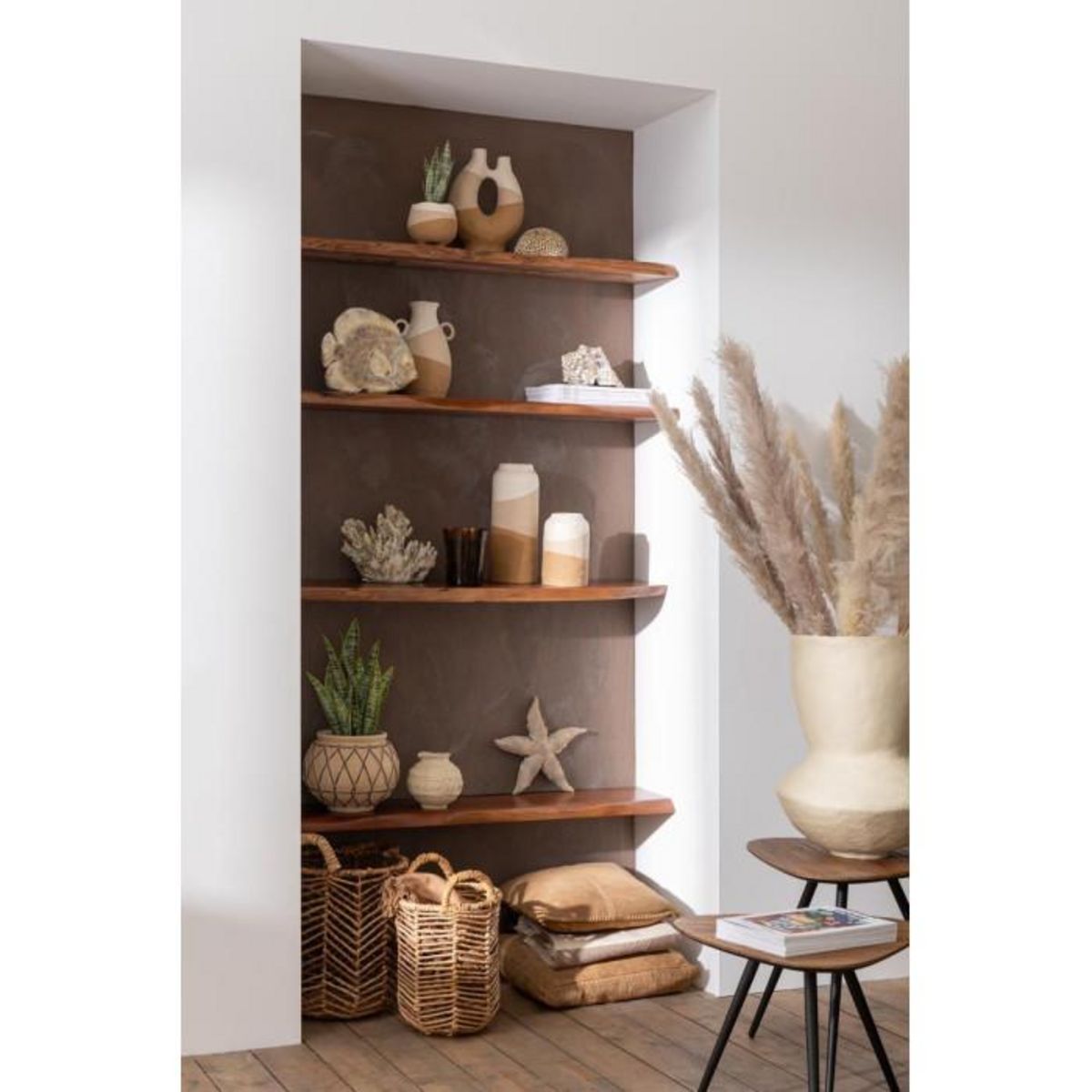 Paris Prix Lot de 2 Tables d'Appoint Triangles  Teck  50cm Naturel