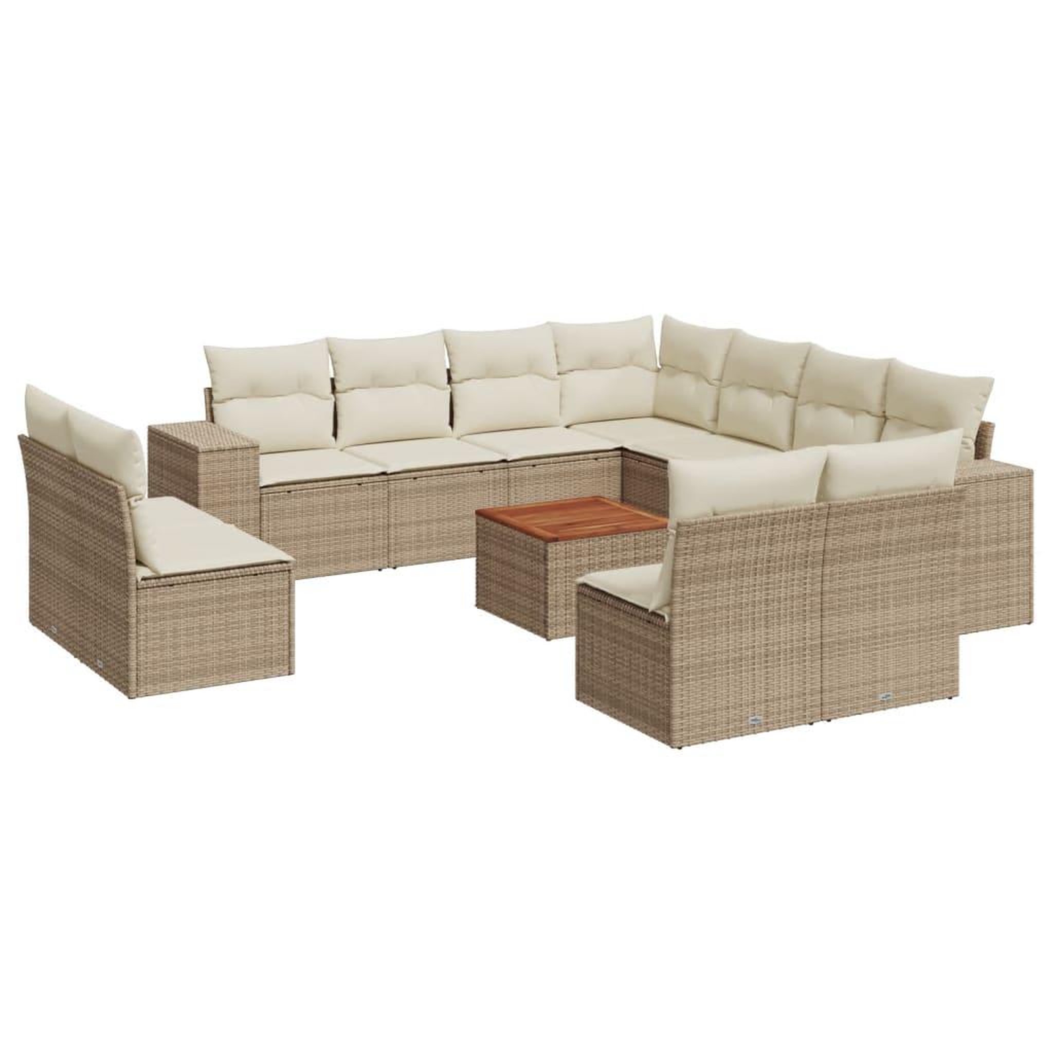 Voir la diapositive 2 : VIDAXL Salon de jardin avec coussins 12 pcs beige resine tressee