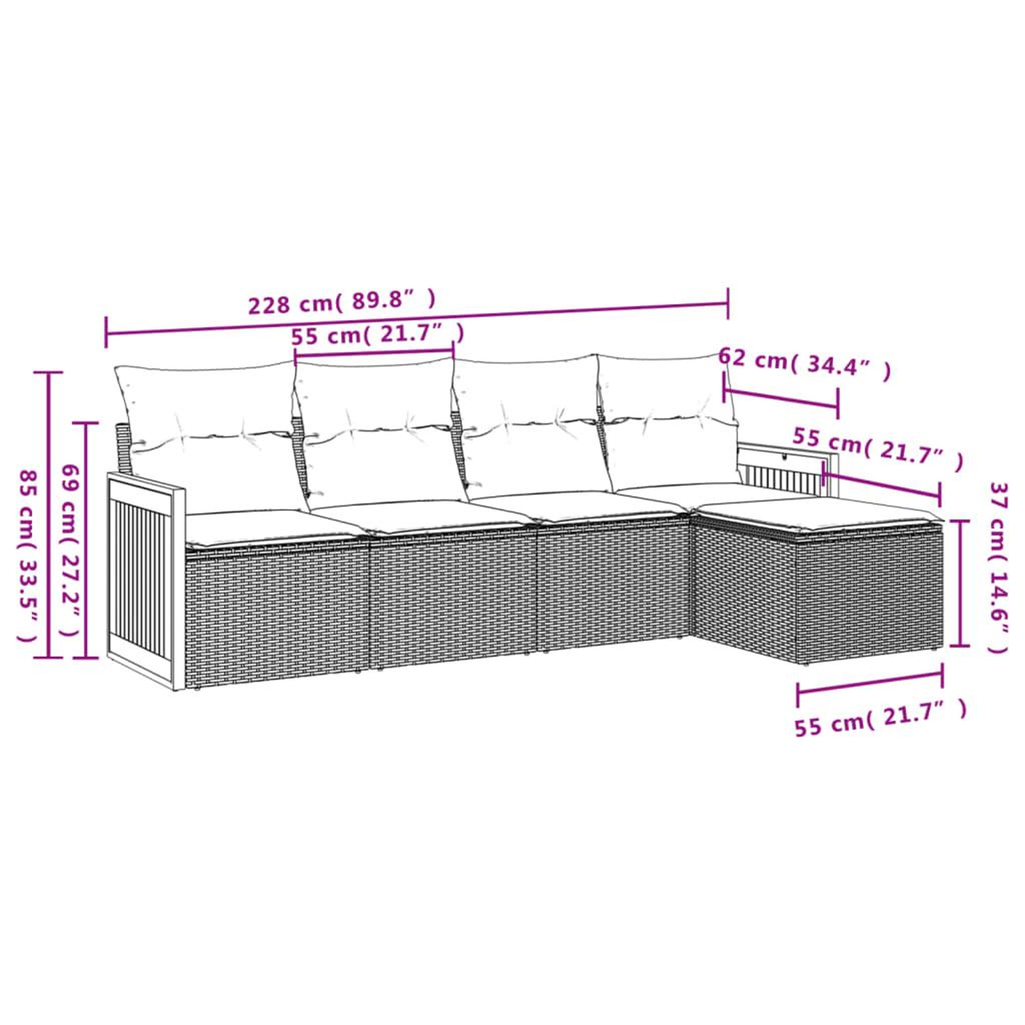 Voir la diapositive 4 : VIDAXL Salon de jardin 5 pcs avec coussins noir resine tressee