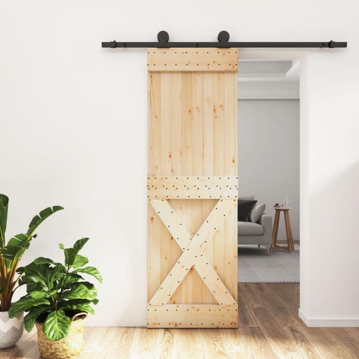 VIDAXL Porte coulissante et kit de quincaillerie 70x210 cm pin massif