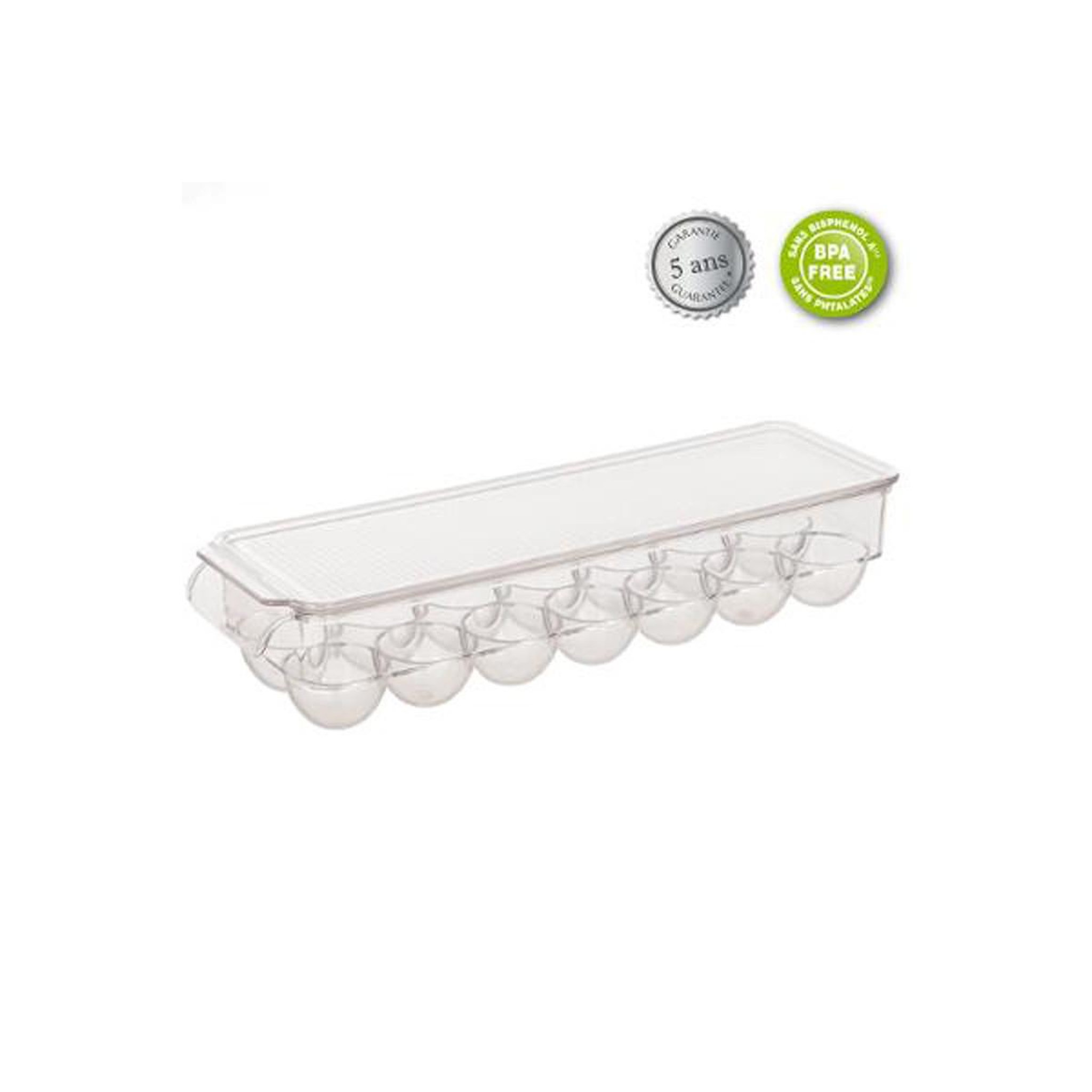 Voir la diapositive 3 : FIVE Bac de rangement frigo  14 oeufs  37cm transparent