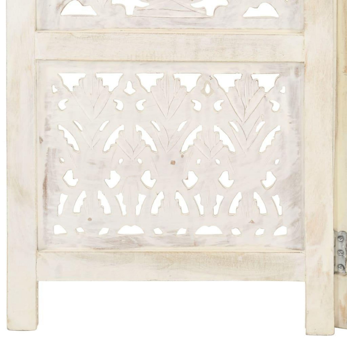 VIDAXL Cloison de separation 3 panneaux Blanc 120x165 cm Bois manguier