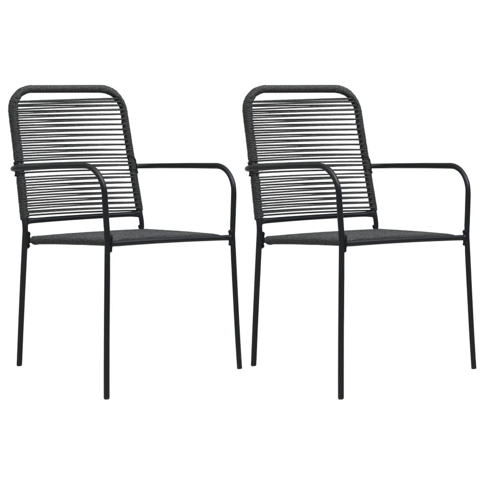 VIDAXL Chaises de jardin lot de 2 corde en coton et acier noir