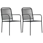 VIDAXL Chaises de jardin lot de 2 Corde en coton et acier Noir