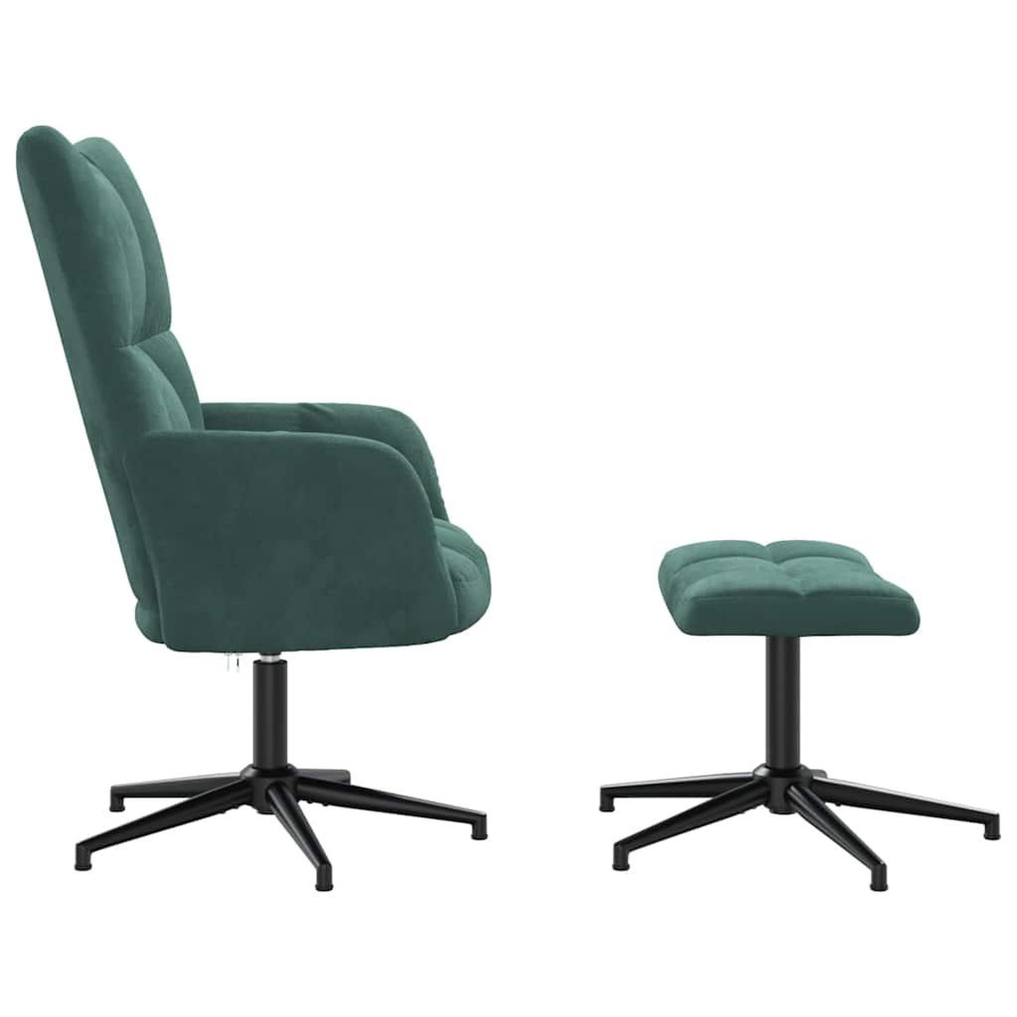 Voir la diapositive 4 : VIDAXL Chaise de relaxation avec tabouret Vert fonce Velours