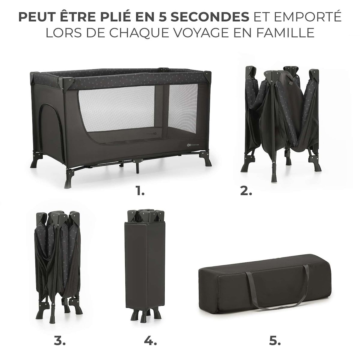 KINDERKRAFT Lit parapluie pliant pour bebe lit de voyage et parc