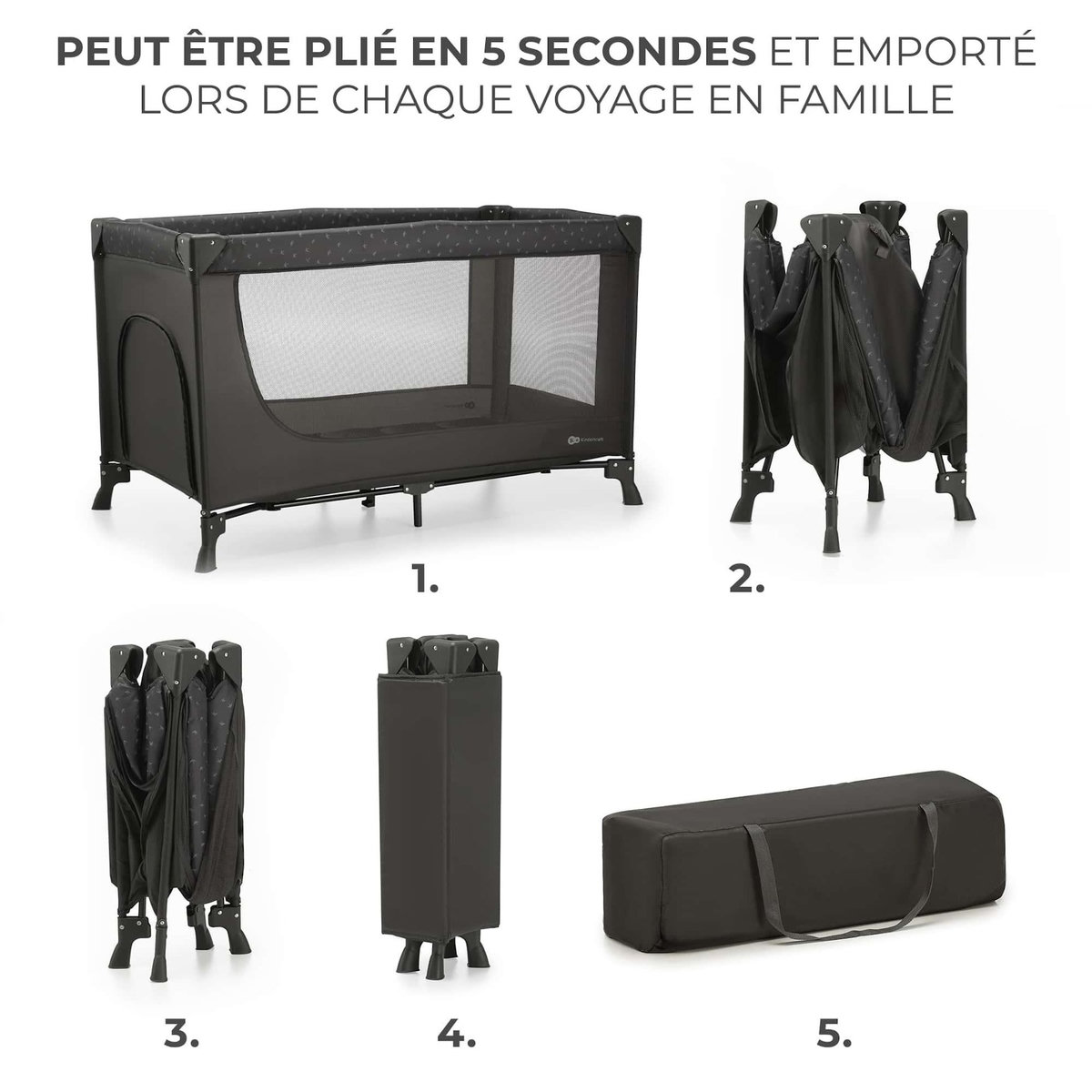 KINDERKRAFT Lit parapluie pliant pour bebe lit de voyage et parc