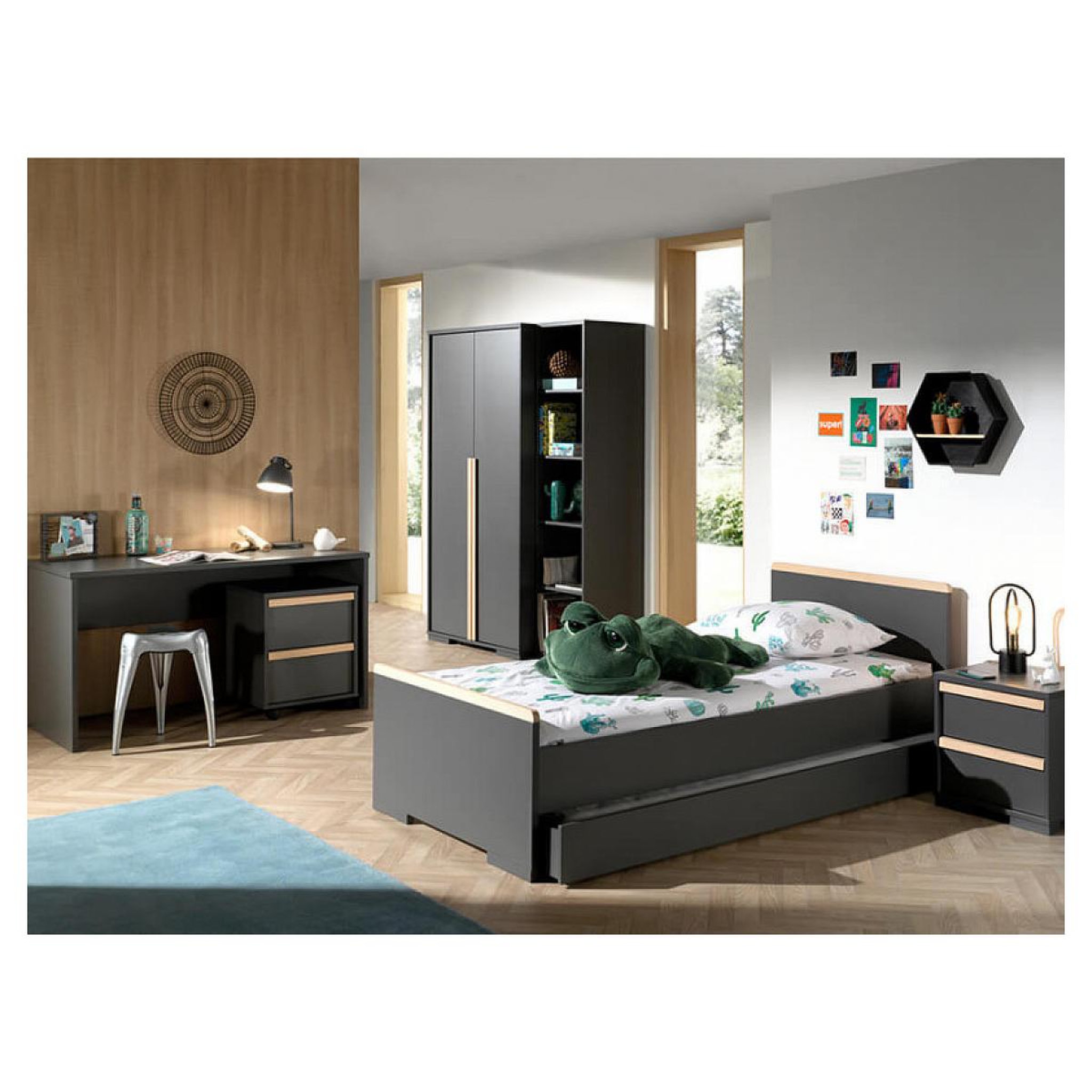 Voir la diapositive 3 : Paris Prix Armoire 2 portes  london  195cm gris anthracite