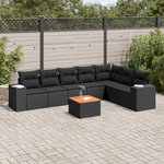 VIDAXL Salon de jardin 8 pcs avec coussins noir resine tressee