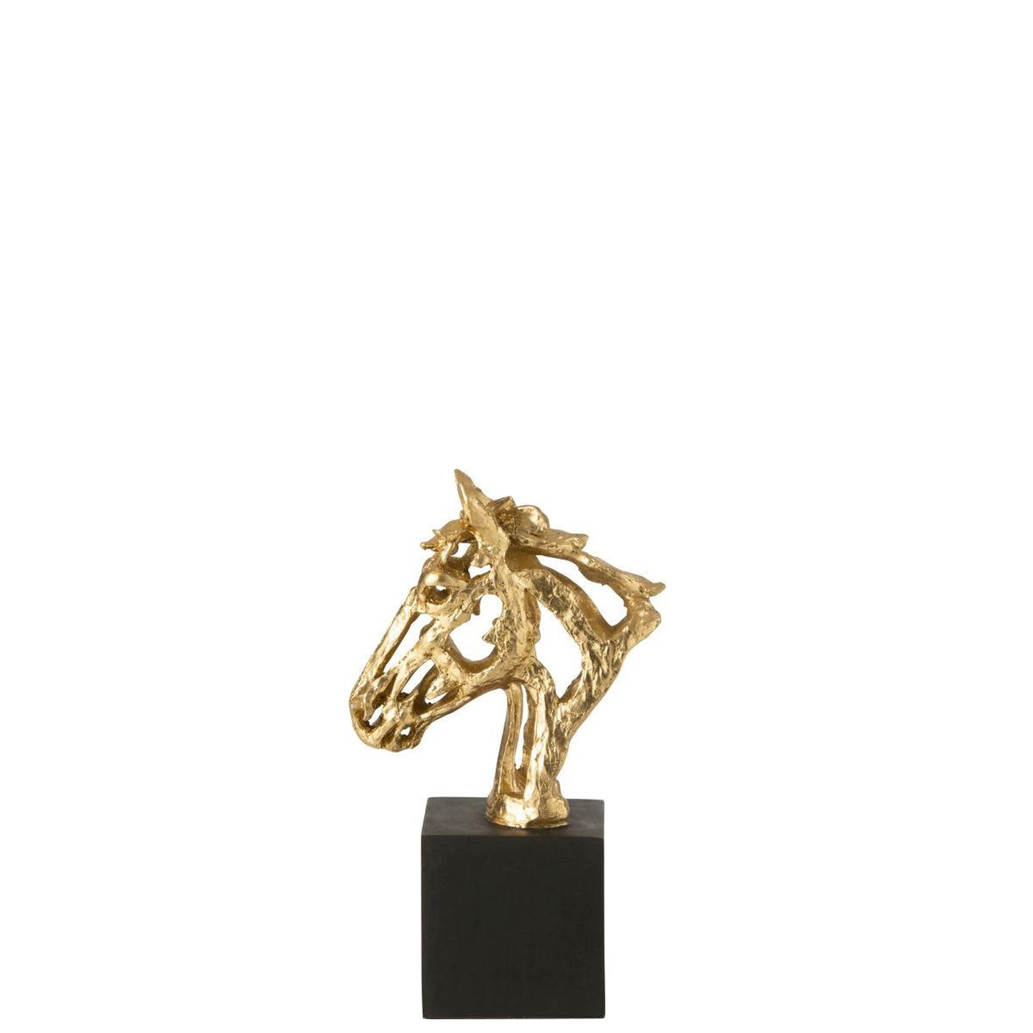 Voir la diapositive 3 : J-LINE Tête de cheval ajourée sur socle  hollywood  26cm doré