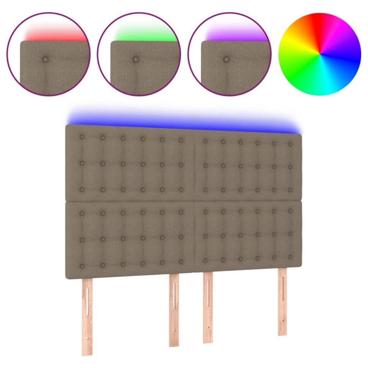 VIDAXL Tete de lit a LED Taupe 144x5x118/128 cm Tissu