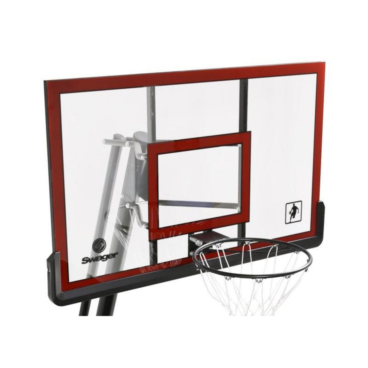 SWAGER Panier de Basketball Pro Deluxe Platinium sur Pied et Mobile, Hauteur Réglable de 2,30m à 3,05m