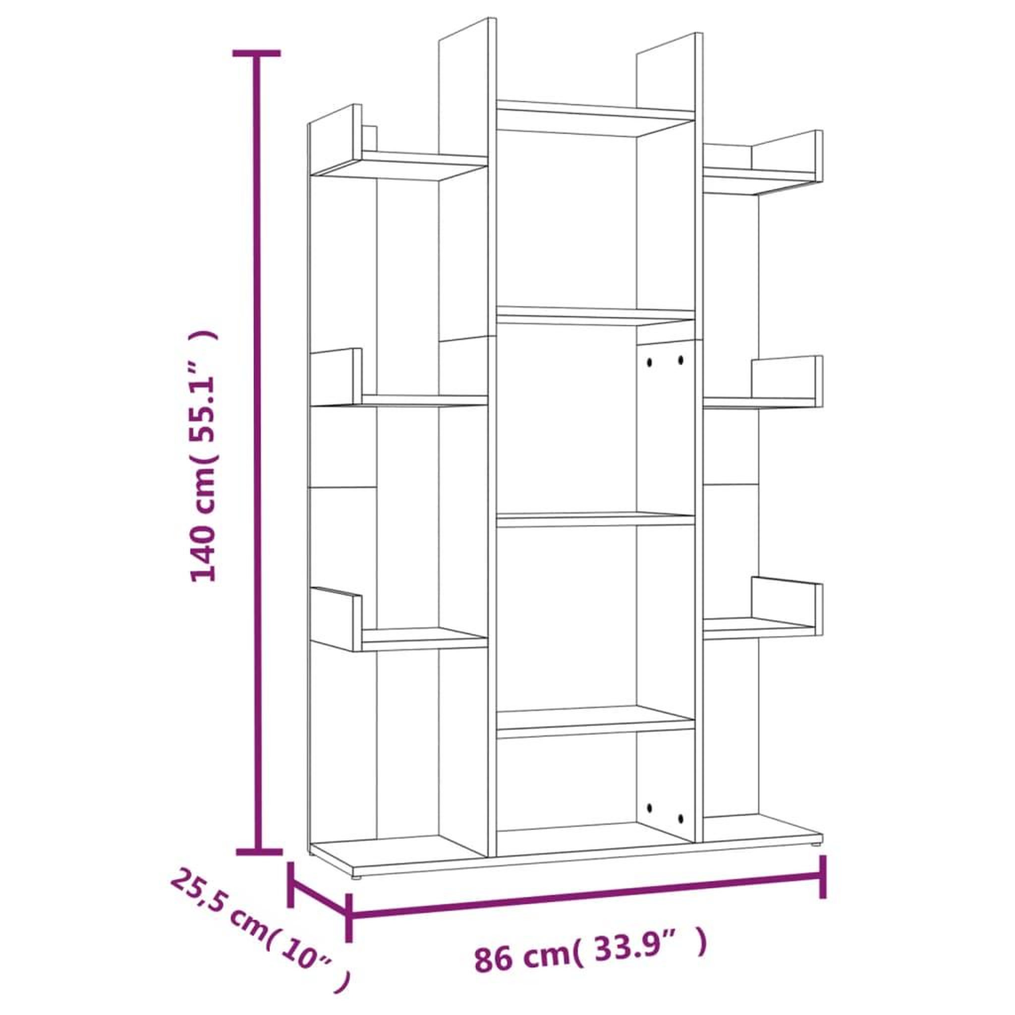 Voir la diapositive 6 : VIDAXL Bibliotheque Chene fume 86x25,5x140 cm Bois d'ingenierie