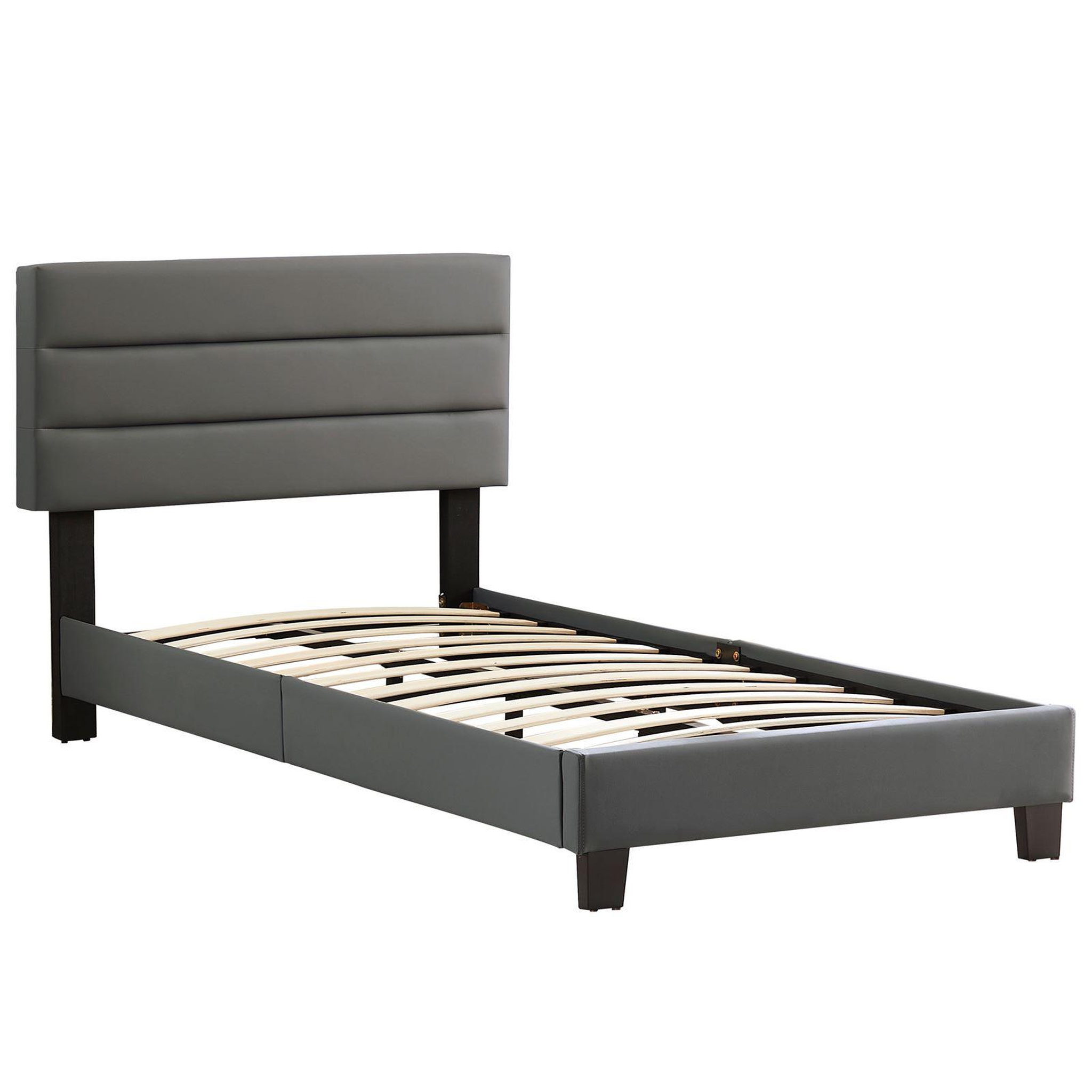 Voir la diapositive 3 : IDIMEX Lit 1 place HUDSON, 90 x 190 cm, capitonné avec sommier, revêtement synthétique