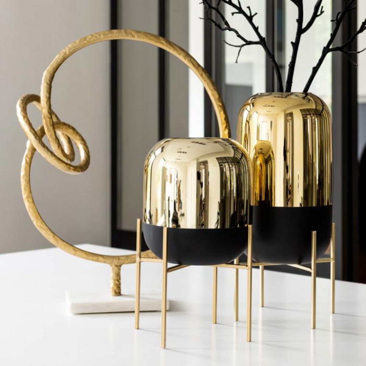 Paris Prix Photophore Déco en Verre  Sur Pied  26cm Or