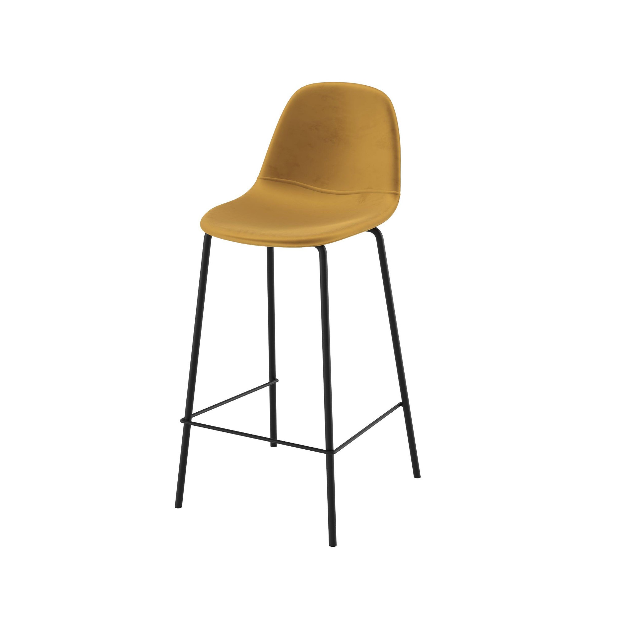 MAISON PAVANE Chaise pour îlot central en velours jaune 65 cm-henrik