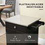 Voir la diapositive 5 : HOMCOM Desserte de cuisine multi-rangements 1 tiroir placard 2 portes avec étagère porte-torchons MDF acier inox.