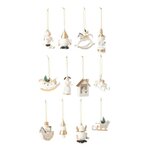 Paris Prix Lot de 12 Sujets de Noël  Donnie  30cm Blanc & Or