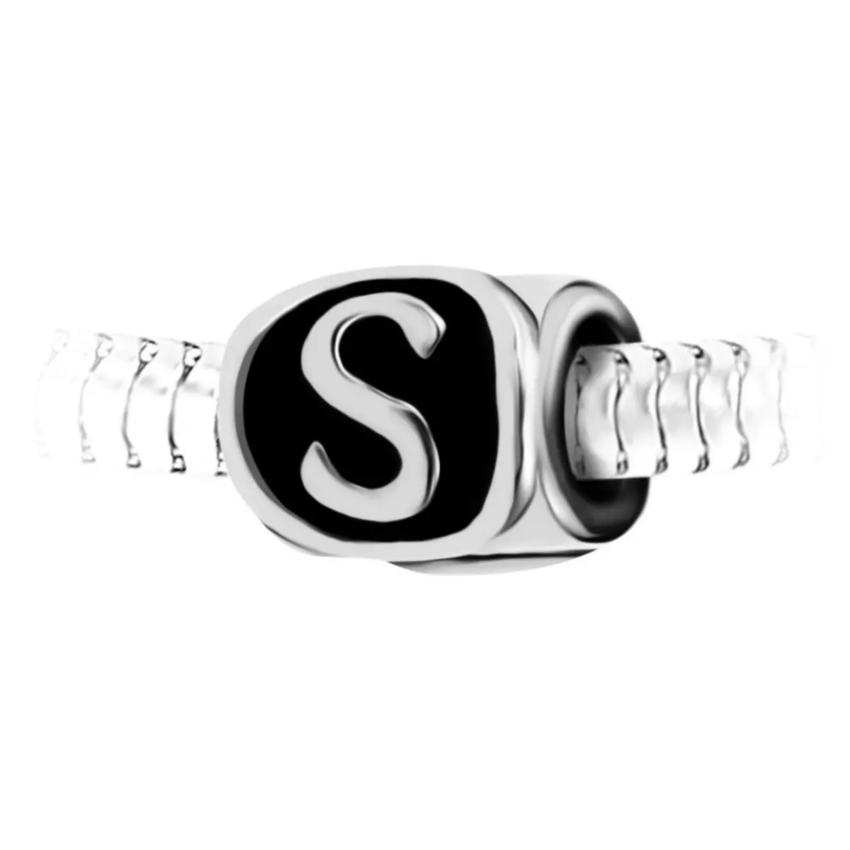 SC CRYSTAL Charm perle lettre S en acier par SC Crystal perle