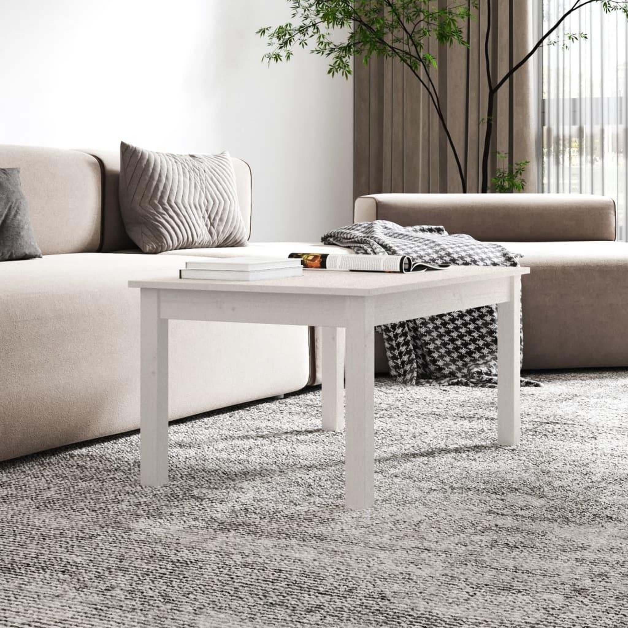 Voir la diapositive 5 : VIDAXL Table basse Blanc 80x50x40 cm Bois massif de pin