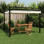 VIDAXL Tonnelle de jardin avec toit retractable creme 3x3 m aluminium