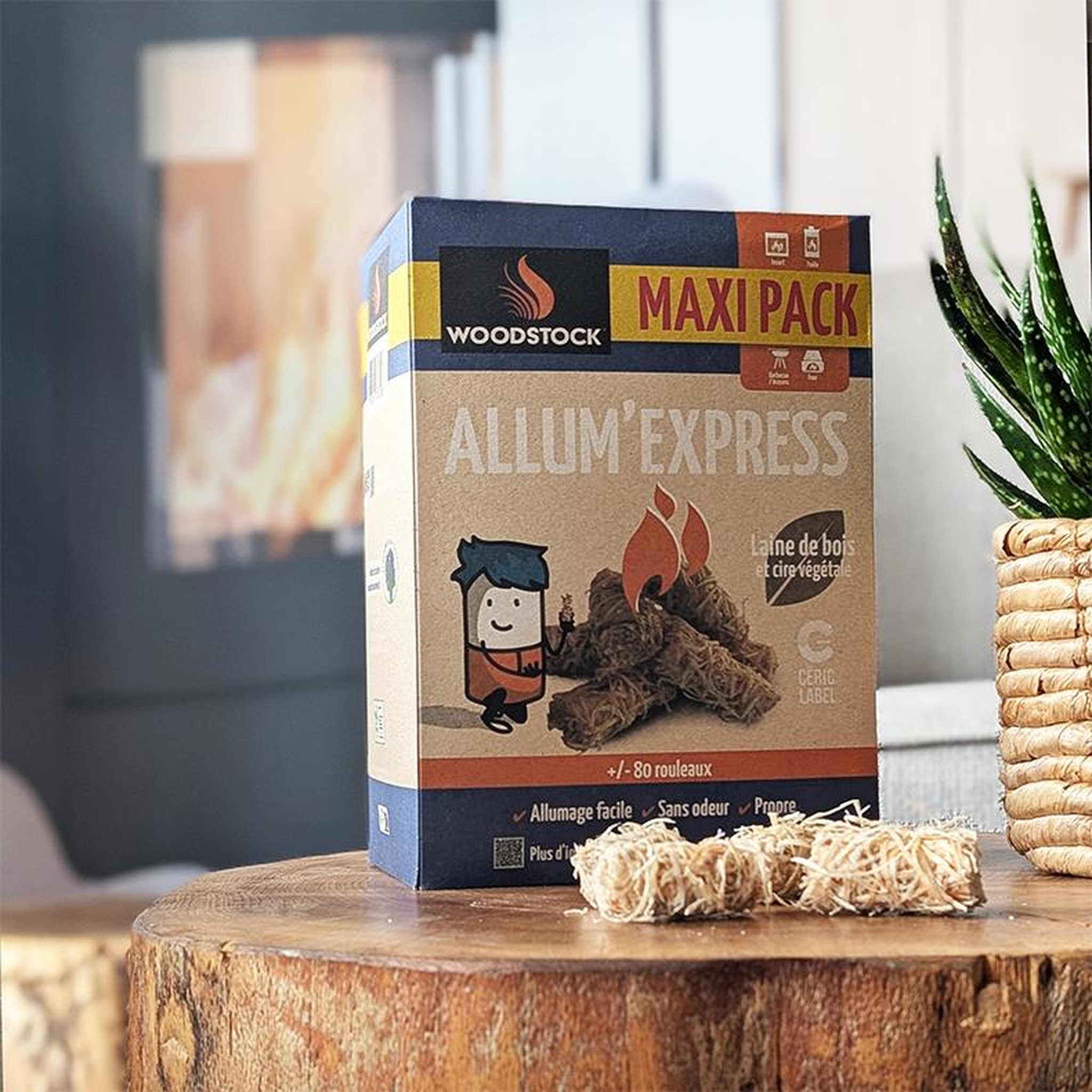 Voir la diapositive 3 : WOODSTOCK Allum'Express Woodstock - allume feux naturels - Boite de 1kg