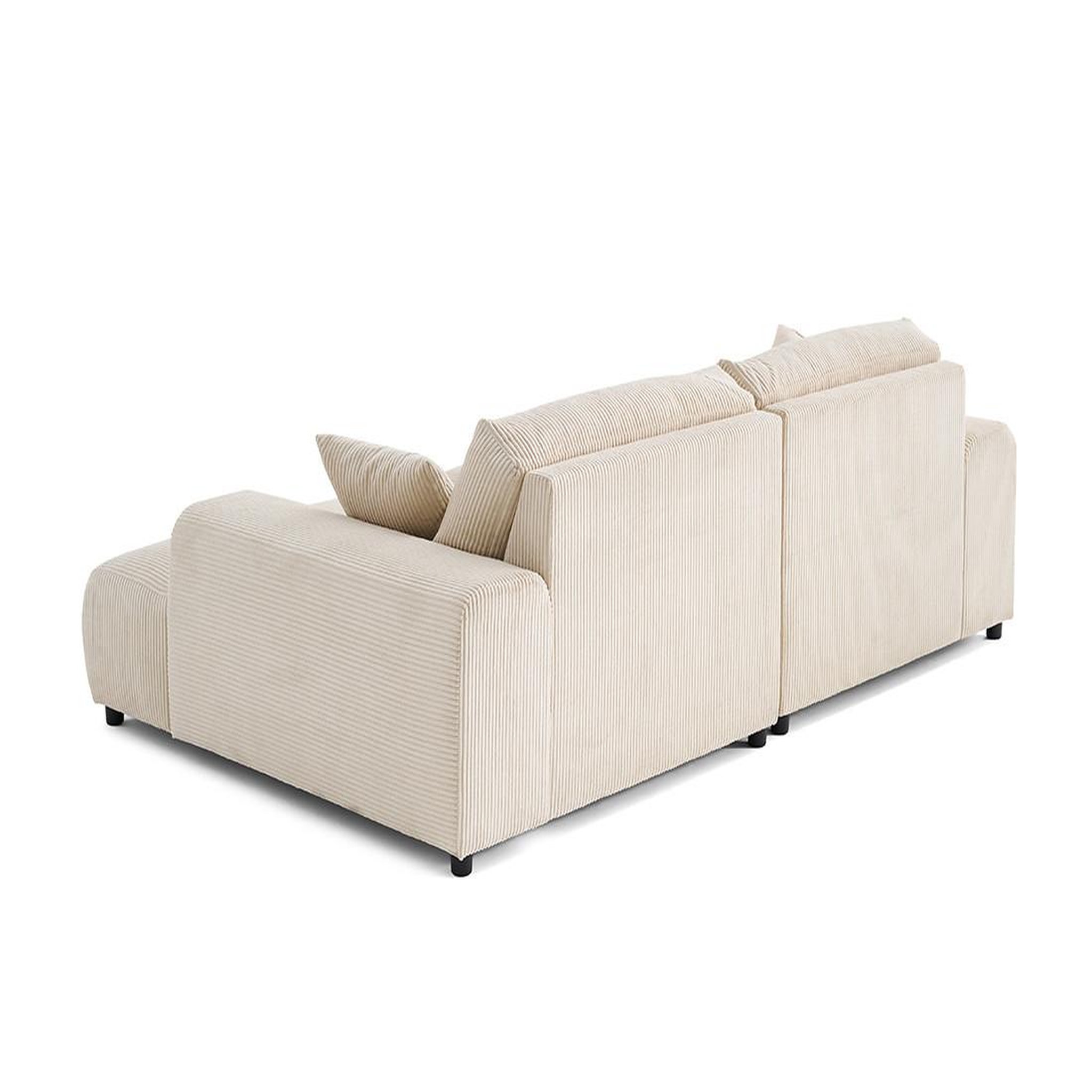 Voir la diapositive 5 : LISA DESIGN Garance - canapé droit 4 places double méridienne - assise profonde - en velours côtelé