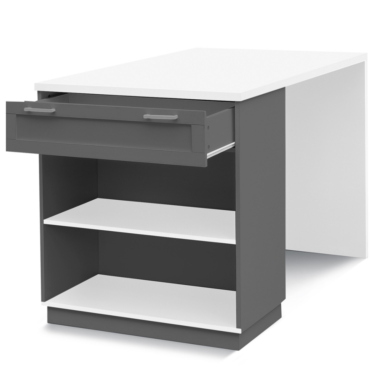 ID MARKET Ilot central mange-debout 4 personnes VITO 130 cm gris et plateau blanc