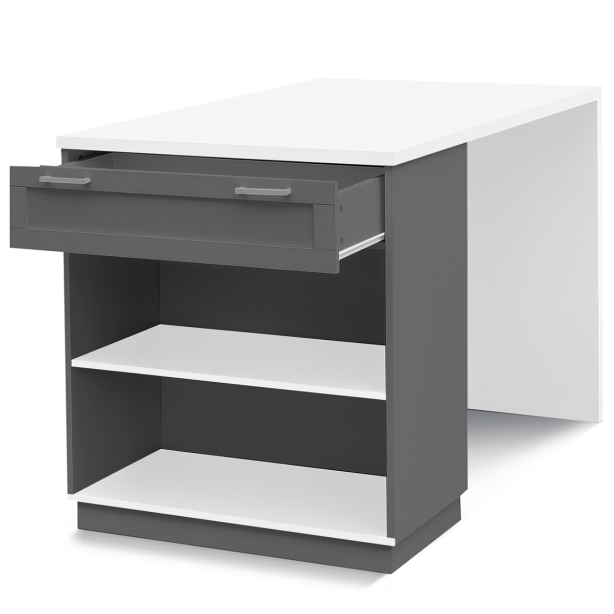 ID MARKET Ilot central mange-debout 4 personnes VITO 130 cm gris et plateau blanc