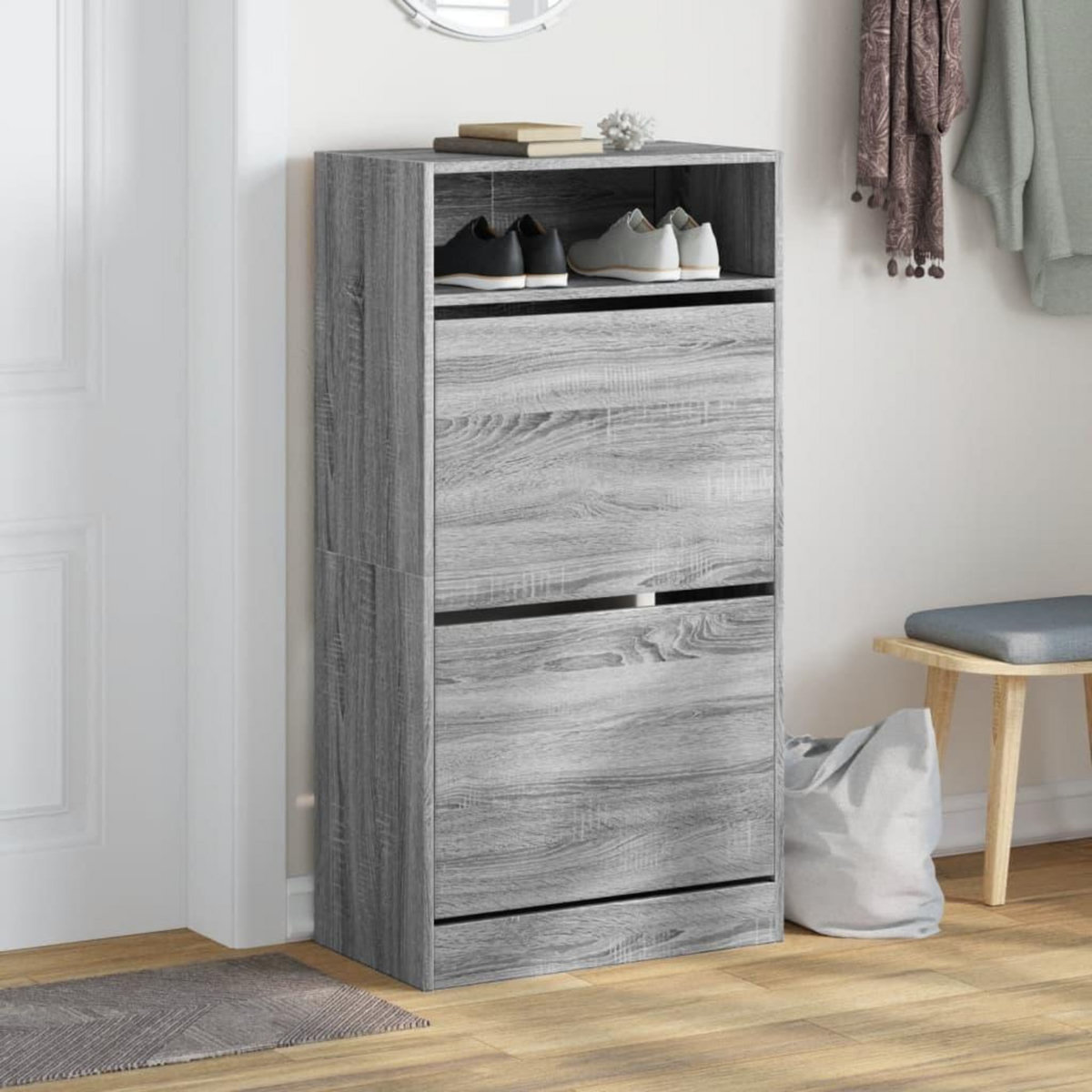 VIDAXL Armoire a chaussures Sonoma gris 60x34x116 cm Bois d'ingenierie