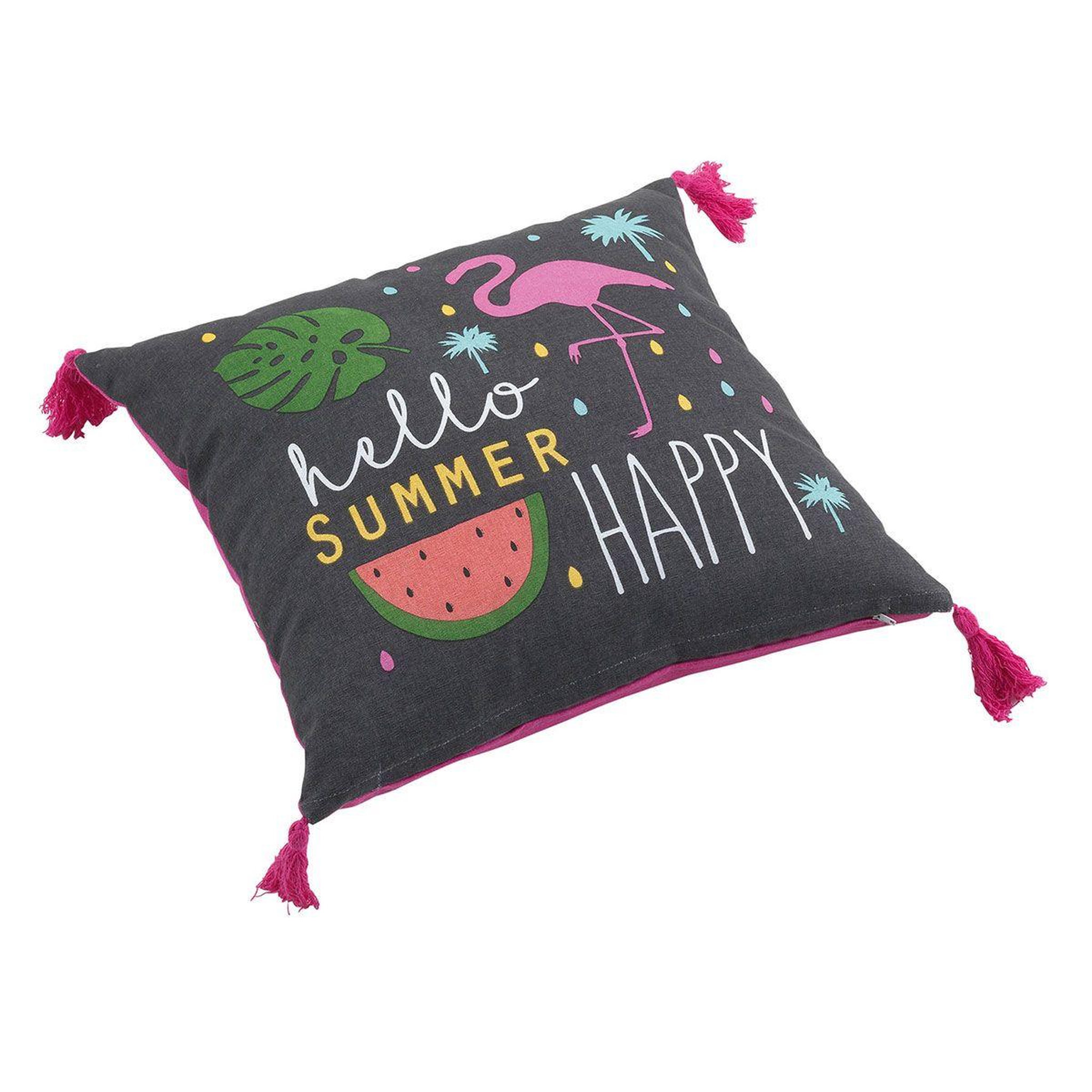 Douceur d'Intérieur Coussin déco déhoussable  ibiza  40x40cm gris