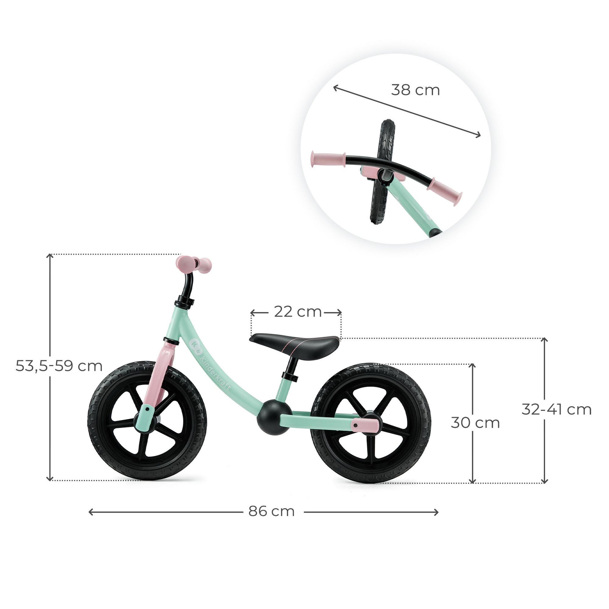 Voir la diapositive 6 : KINDERKRAFT Draisienne enfant grandes roues tout terrain réglable