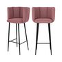 Voir la diapositive 1 : Rendez vous déco Lot de 2 chaises de bar en velours noir 75 cm - Rosy
