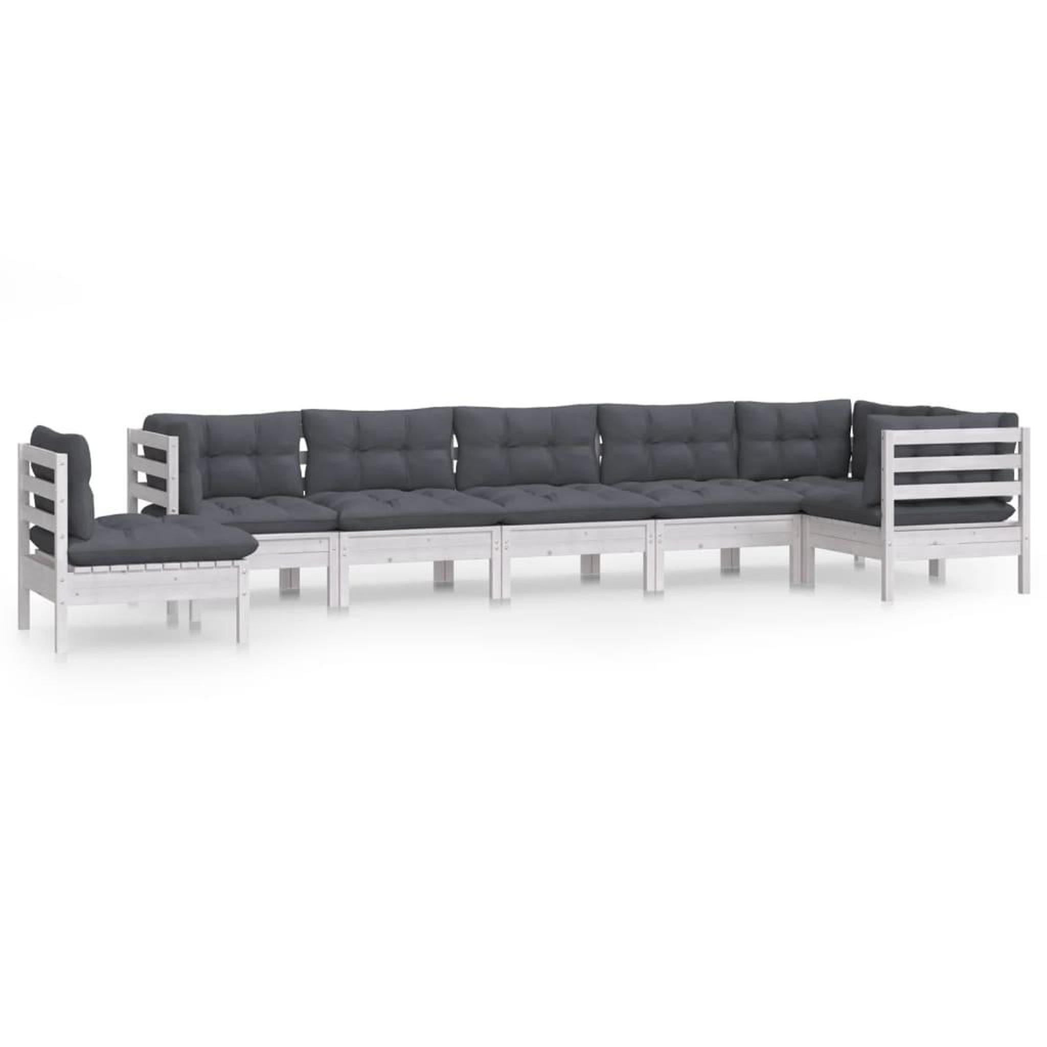 Voir la diapositive 2 : VIDAXL Salon de jardin 8 pcs avec coussins blanc bois de pin massif