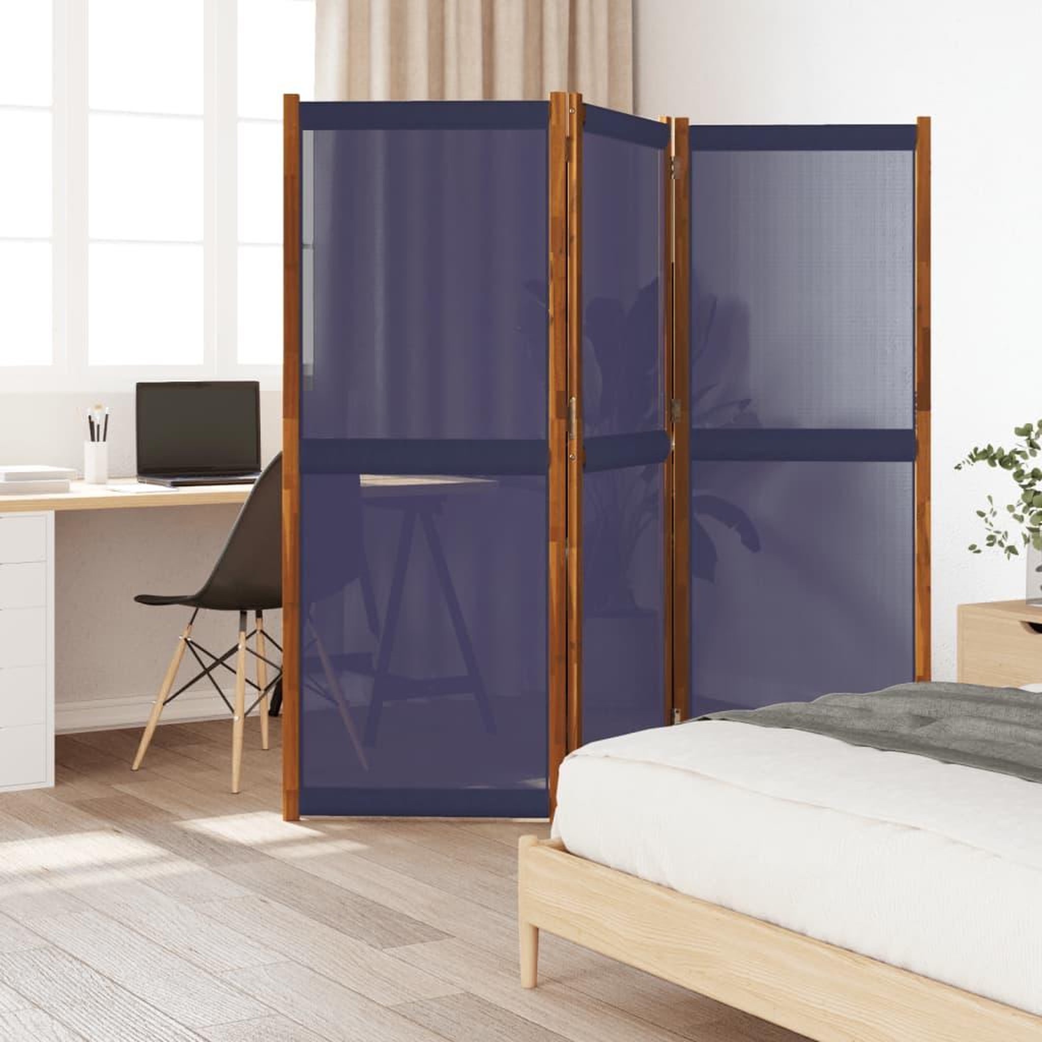 VIDAXL Cloison de separation 3 panneaux bleu fonce 210x180 cm