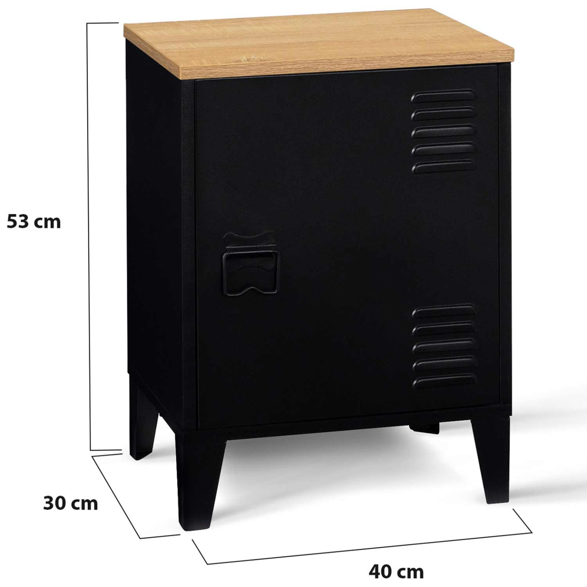 Voir la diapositive 5 : ID MARKET Table de chevet ester 1 porte métal noir plateau façon hêtre design industriel